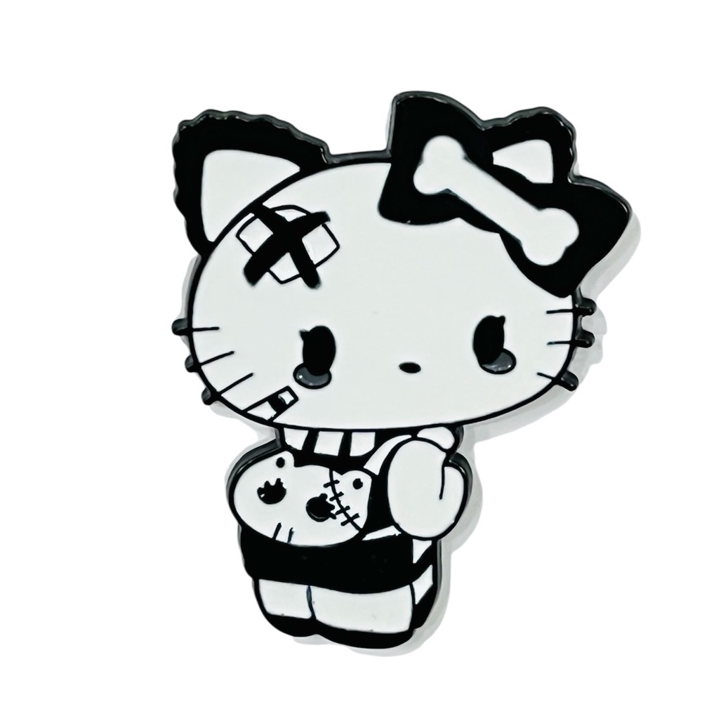 Hello Kitty Black and White Goth Fan Art Enamel Pin Lapel Pin
